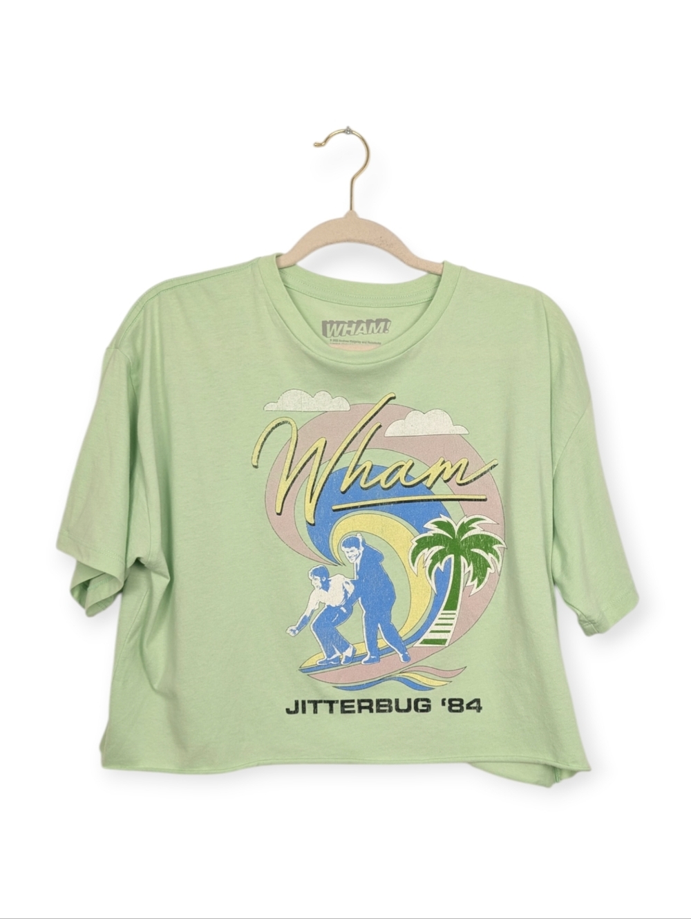 Goodie Two Sleeves Wham M/L Light Green Jitterbug '84 Cropped Tee